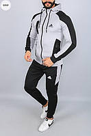 Мужской спортивный костюм на молнии Adidas Climacool (черно-серый) 1039SP классный дышащий для тренировок XL