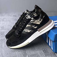 Мужские кроссовки Adidas ZX 500 RM Black Camo (чёрные с белым) классные демисезонные кроссы PD7153 top