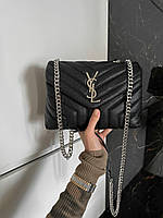 Женская сумка клатч YSL Black (Yves Saint Laurent) (черная) Gi16050 маленькая сумочка с эмблемой YSL top