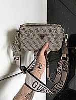 Женская подарочная мини сумка клатч GUESS (серая) Gi5307 стильная маленькая изящная с монограммой top