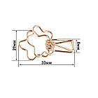 Канцелярський зажим біндер Квіточка 20*33мм рожеве золото 1шт BIN011, фото 2