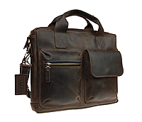Шкіряна чоловіча сумка для документів А4 з натуральної шкіри з ручками велика через плече коричнева