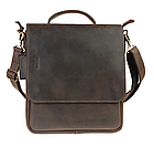 Чоловіча шкіряна сумка через плече планшет месенджер із натуральної шкіри з ручкою коричнева 25*23*5 см, фото 2