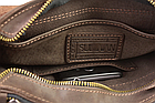Чоловіча шкіряна сумка через плече планшет месенджер із натуральної шкіри з ручкою коричнева 25*23*5 см, фото 7