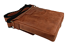 Чоловіча шкіряна сумка через плече планшет месенджер із натуральної шкіри з клапаном світло-коричнева 25*21*5 см, фото 4