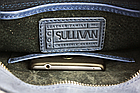 Чоловіча шкіряна сумка через плече планшет месенджер із натуральної шкіри з клапаном синя 25*21*5 см, фото 9