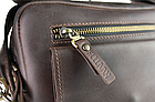 Чоловіча шкіряна сумка-барсетка з ручкою і ременем через плече месенджер із натуральної шкіри коричнева 24*21*5 см, фото 8