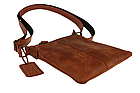 Чоловіча шкіряна сумка через плече планшет месенджер із натуральної шкіри світло-коричнева 21*18*3 см, фото 3