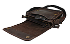 Чоловіча шкіряна сумка через плече планшет месенджер із натуральної шкіри з клапаном коричнева 25*22*5 см, фото 4