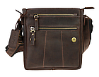 Чоловіча шкіряна сумка через плече планшет месенджер із натуральної шкіри з клапаном коричнева 23*19*5 см, фото 4