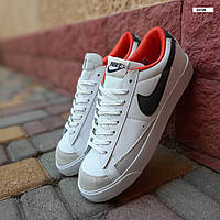 Мужские кеды Nike blazer low (белые с чёрным и оранжевым) низкие повседневные кроссовки О10736 top