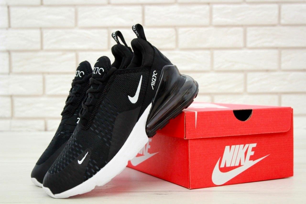 Чоловічі кросівки Nike Air Max 270 (чорні з білим) легкі зручні спортивні кроси демісезон К11497 top