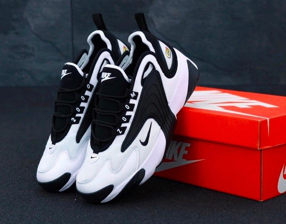 Чоловічі кросівки Nike Zoom (білі з чорним) комбіновані демісезонні кроси К11760 top, фото 1