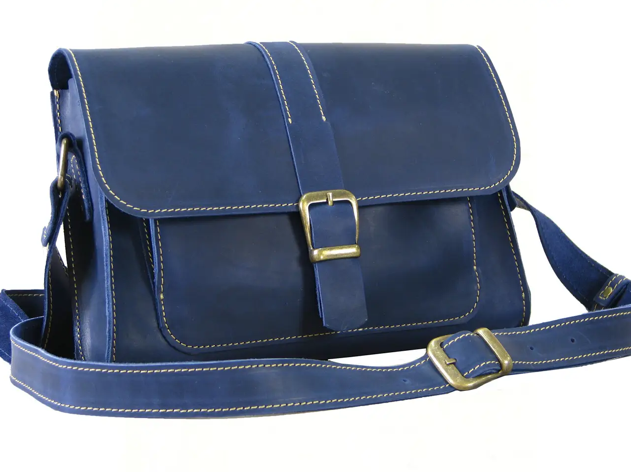 Жіноча шкіряна маленька сумка клатч крос-боді через плече з натуральної шкіри синя
