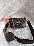 Жіноча сумка LV Wave Multi Pochette Brown (коричнева) AS277 красива модна стильна екошкіра з монограмою top, фото 4