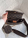 Жіноча сумка LV Wave Multi Pochette Brown (коричнева) AS277 красива модна стильна екошкіра з монограмою top, фото 6