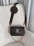 Жіноча сумка LV Wave Multi Pochette Brown (коричнева) AS277 красива модна стильна екошкіра з монограмою top, фото 7