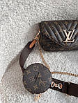Жіноча сумка LV Wave Multi Pochette Brown (коричнева) AS277 красива модна стильна екошкіра з монограмою top, фото 8