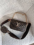 Жіноча сумка LV Wave Multi Pochette Brown (коричнева) AS277 красива модна стильна екошкіра з монограмою top, фото 11