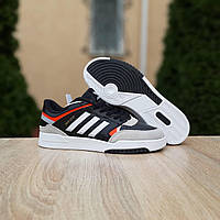 Мужские кроссовки Adidas Drop Step (чёрные с белым/серым/оранжевым) разноцветные повседневные кеды О10337 top