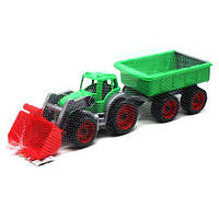 Трактор с ковшом и прицепом ТехноК (зеленый) [tsi190796-TSI]