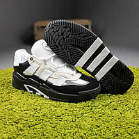 Мужские кроссовки Adidas Niteball (чёрные с белым) качественные светоотражающие весенние кроссы О10893 top