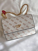 Женская подарочная сумка клатч Guess white (белая)S6 стильная изящная сумочка на длинной цепочке с монограммой