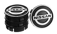 Комплект колпачков для литых дисков (4 шт) Nissan 60x55 черный ABS пластик