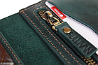 Жіночий шкіряний гаманець купюрник-ленгер із натуральної шкіри зелений, фото 7