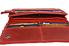 Жіночий великий шкіряний гаманець купюрник-ленгер із натуральної шкіри червоний, фото 8