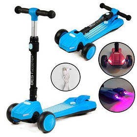 Самокат триколісний "Best Scooter", світло, дим (блакитний) [tsi202700-TSI]
