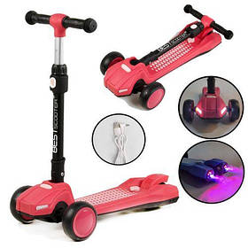 Самокат триколісний "Best Scooter", світло, дим (рожевий) [tsi202701-TSI]