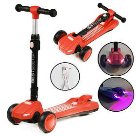 Самокат триколісний "Best Scooter", світло, дим (помаранчевий) [tsi202702-TSI]