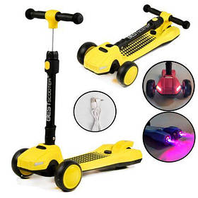 Самокат триколісний "Best Scooter", світло, дим (жовтий) [tsi202703-TSI]