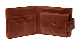 Портмоне чоловіче шкіряне з монетницею чоловічий гаманець із натуральної шкіри світло-коричневий pmk21