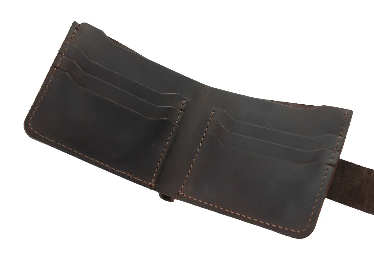 Шкіряний чоловічий гаманець без монетниці портмоне із натуральної шкіри коричневий pmk12