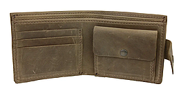 Шкіряний чоловічий гаманець з монетницею портмоне з натуральної шкіри оливковий pmk5