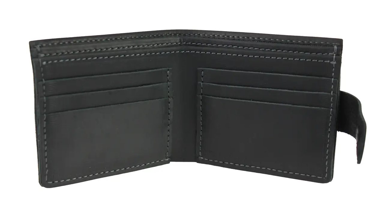 Шкіряний чоловічий гаманець без монетниці портмоне із натуральної шкіри чорний pmk7