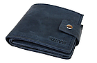 Шкіряний чоловічий гаманець портмоне з прозорим відділенням та монетницею із натуральної шкіри синій pmk24, фото 5