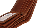 Шкіряний чоловічий гаманець з прозорим відділенням та монетницею із натуральної шкіри світло-коричневий pmk25, фото 5