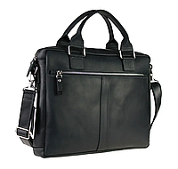 Женская кожаная сумка для документов А4 большая офисная из натуральной кожи на плечо с ручками черная