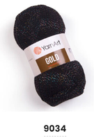 Нитки пряжа для в'язання акрил з люрексом/метанітом GOLD YarnArt Голд ЯрнАрт № 9034 - чорний/мультіколор