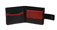 Женское кожаное портмоне кожаный женский кошелек из натуральной кожи черно-красный