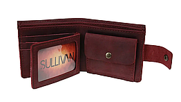 Жіночий маленький шкіряний гаманець портмоне з натуральної шкіри з прозорими кишенями марсала