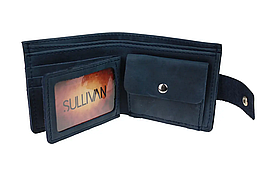 Жіноче шкіряне портмоне жіночий гаманець із натуральної шкіри з прозорими кишенями синій