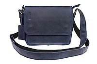 Женская кожаная маленькая сумка клатч кросс-боди через плечо из натуральной кожи синяя