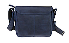 Жіноча шкіряна маленька сумка клатч крос-боді через плече з натуральної шкіри синя, фото 2