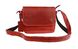 Жіноча шкіряна маленька сумка клатч крос-боді через плече з натуральної шкіри червона