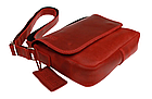 Жіноча шкіряна маленька сумка клатч крос-боді через плече з натуральної шкіри червона, фото 5