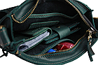 Жіноча шкіряна маленька сумка клатч крос-боді через плече з натуральної шкіри зелена, фото 6